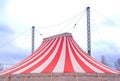 Large Peaks On Red And White Striped Circus Big Top Tent Royalty Free Stock Photo