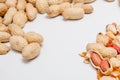 Large peeled peanuts close-up of beans in the shell. Unpeeled peanuts in the shell. Peanuts, for background or texture. Growing