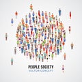 Large people crowd in circle shape. Society, people community vector concept Royalty Free Stock Photo