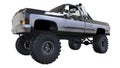 Large pickup truck off-road. Full - training. Highly raised suspension. Huge wheels with spikes for rocks and mud. 3d illustration