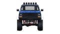 Large pickup truck off-road. Full - training. Highly raised suspension. Huge wheels with spikes for rocks and mud. 3d illustration