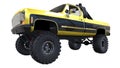 Large pickup truck off-road. Full - training. Highly raised suspension. Huge wheels with spikes for rocks and mud. 3d illustration