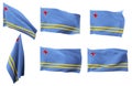 Six different positions of the flag of Aruba