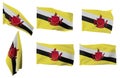 Six different positions of the flag of Brunei