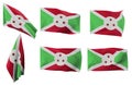 Six different positions of the flag of Burundi Royalty Free Stock Photo