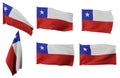 Six different positions of the flag of Chile