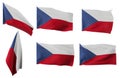 Six different positions of the flag of Czech Republic