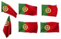 Six different positions of the flag of Portugal