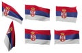 Six different positions of the flag of Serbia Royalty Free Stock Photo