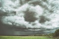 Large picturesque rain clouds over fields and meadows of Russia Royalty Free Stock Photo