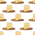 Large piece of Maasdam cheese background. Food seamless pattern.