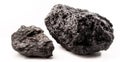 Large piece of mineral coal used in industrial fuel, on isolated white background