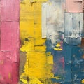 A large piece of paper with colourful stripes and paint on it, in the style of abstract expression chaos Royalty Free Stock Photo