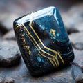 Blue And Gold Marble Ring With Hyperspace Noir Style