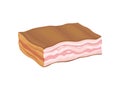 Large piece of uncut bacon. Vector illustration on background. Royalty Free Stock Photo