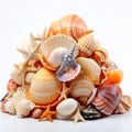 A large pile of assorted seashells and starfish Royalty Free Stock Photo