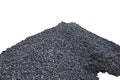 large pile of black coal and a full shovel of coal isolated on a white background Royalty Free Stock Photo