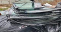 A large pile of broken auto glass in a garbage dump. Royalty Free Stock Photo