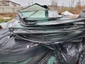 A large pile of broken auto glass in a garbage dump Royalty Free Stock Photo
