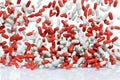 Large pile of drugs falling on the table Royalty Free Stock Photo