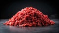 A large pile of fresh ground meat sits on a dark surface. Generative AI Royalty Free Stock Photo