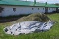 A big pile of hay that dries in the sun