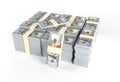 Large Pile of Hundred Dollar Packs 3D Illustration