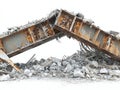 A large pile of rubble and debris from construction or demolition site scattered on the ground Royalty Free Stock Photo