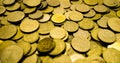 A large pile of Ukrainian coins of 50 and 25 kopecks Royalty Free Stock Photo