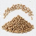 A large pile of wood pellets with some scattered on top Royalty Free Stock Photo