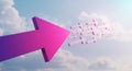 A large, pink 3D arrow points forward, surrounded by smaller arrows in the same style Royalty Free Stock Photo