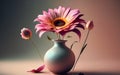 Large Pink Flower in Dark White Vase, Minimalist, Still life, Generative Ai