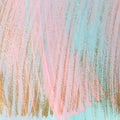 Large Pink and gold paint brush strokes on blue background. Place for your design Royalty Free Stock Photo