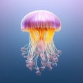 Large, pink jellyfish swimming in ocean. It is surrounded by blue water and appears to be floating or moving through it Royalty Free Stock Photo