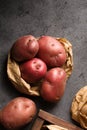 Large pink potatoes sprouting for planting