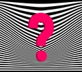 Large pink question mark vector illustration on wave striped textured monochrome background in 3d fashion style