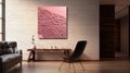 Large Pink Texture Art Piece In Brown Ale Room