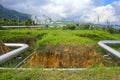 Large pipelines for the Geothermal Power Plant in Ulubelu, Lampung, Indonesia. for renewable energy