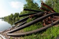 Large pipes running into the lake Royalty Free Stock Photo