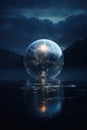 A large planet over a body of water Royalty Free Stock Photo