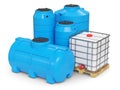 Large plastic tanks for autonomous water supply Royalty Free Stock Photo