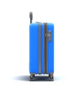 Large plastic travel suitcase with a combination lock and wheels right view 3d render on white