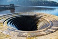 Large plughole at the Ladybower reservoir