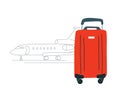 Large polycarbonate suitcase with the silhouette of a passenger plane Royalty Free Stock Photo