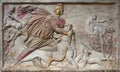 Large polychrome tauroctony relief, from the mithraeum of S. Stefano Rotondo. Royalty Free Stock Photo