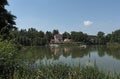 Large pond in the historic spa park of Bad Nauheim, Hesse, Germany Royalty Free Stock Photo