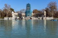 Large pond of the Retiro in City of Madrid, Spain