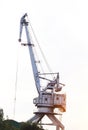 Large port crane with bucket for loading, unloading Royalty Free Stock Photo