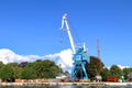 Large port crane for unloading ships in Baltiysk