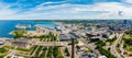 Large port in Estonia, Tallinn with many cruise ships docked including large MSC cruise Royalty Free Stock Photo